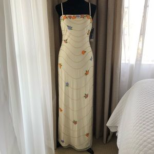 Cream and floral beaded long gown